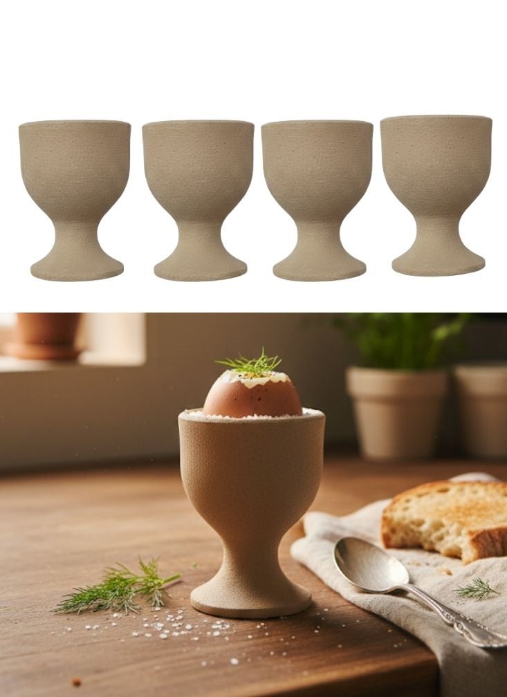 Premium Handmade Stoneware Egg Cups Set – Minimal Rustic Breakfast Holders - Image 1
